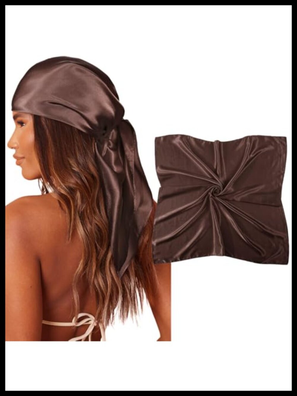 35" Square Satin Head Scarf Silk-Like Hair Wrap Bandana